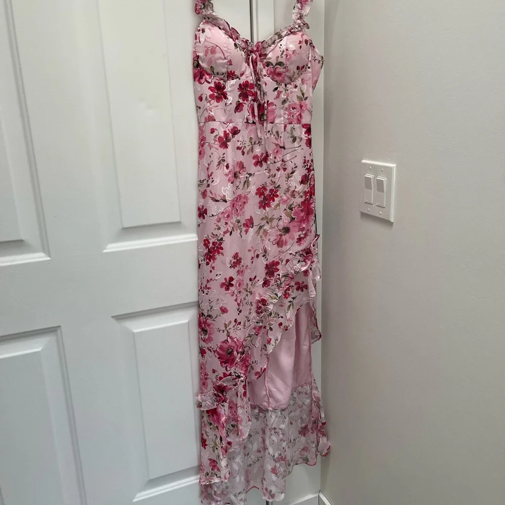 Lulu's Pink Maxi Dress with Elegant Flow - Picture 1 of 9